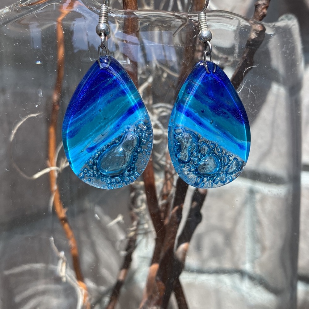 Tropical Seas - Artisan Glass Earrings